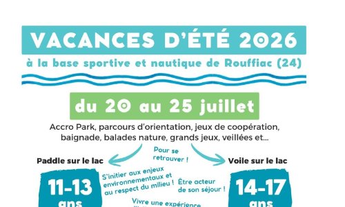 Vacances d’été 2026 à la base sportive et nautique de Rouffiac